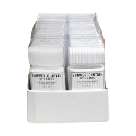 J & M Home Fashions J & M Home Fashions 72 in. H X 70 in. W White or Clear Stripes Shower Curtain Plastic 7576